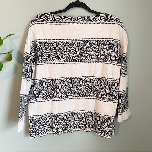 J Crew Cotton Boatneck Aztec Woven Top - Picture 2 of 6